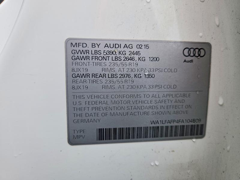 Aukcja sprzedaży 2015 Audi Q5, vin: WA1LFAFP4FA104509, numer aukcji: 62806106