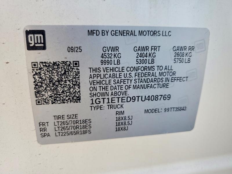 64496146 :رقم المزاد ، 1GT1ETED9TU408769 vin ، 2026 Gmc Sierra مزاد بيع