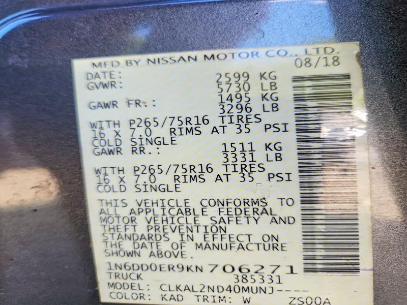 Продаж на аукціоні авто 2019 Nissan Frontier, vin: 1N6DD0ER9KN706271, номер лоту: 67037906