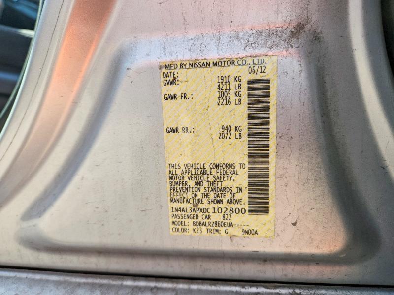 65482066 :رقم المزاد ، 1N4AL3APXDC102800 vin ، 2013 Nissan Altima مزاد بيع
