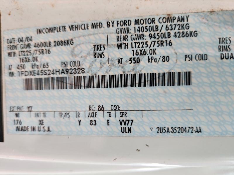 Продаж на аукціоні авто 2004 Ford Econoline, vin: 1FDXE45S24HA92328, номер лоту: 65956156