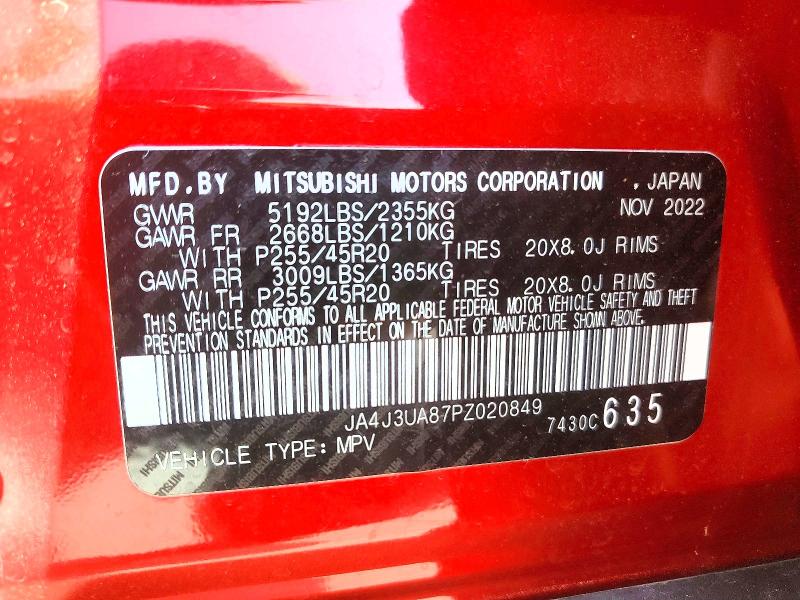 Aukcja sprzedaży 2023 Mitsubishi Outlander, vin: JA4J3UA87PZ020849, numer aukcji: 66110656
