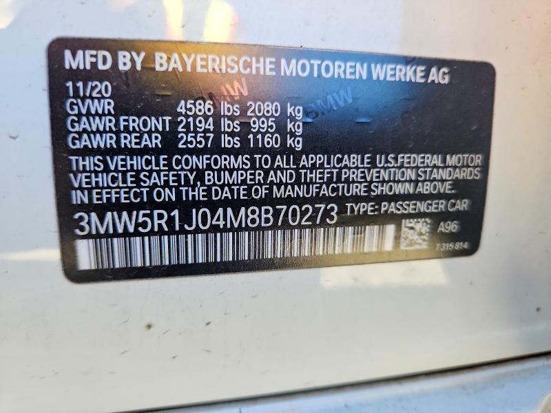 Продаж на аукціоні авто 2021 Bmw 330i, vin: 3MW5R1J04M8B70273, номер лоту: 66586766
