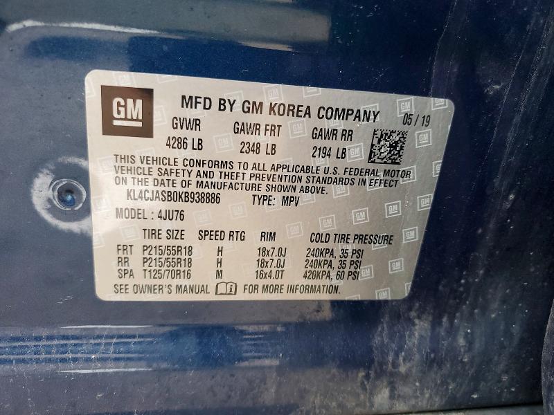 Aukcja sprzedaży 2019 Buick Encore, vin: KL4CJASB0KB938886, numer aukcji: 65139496