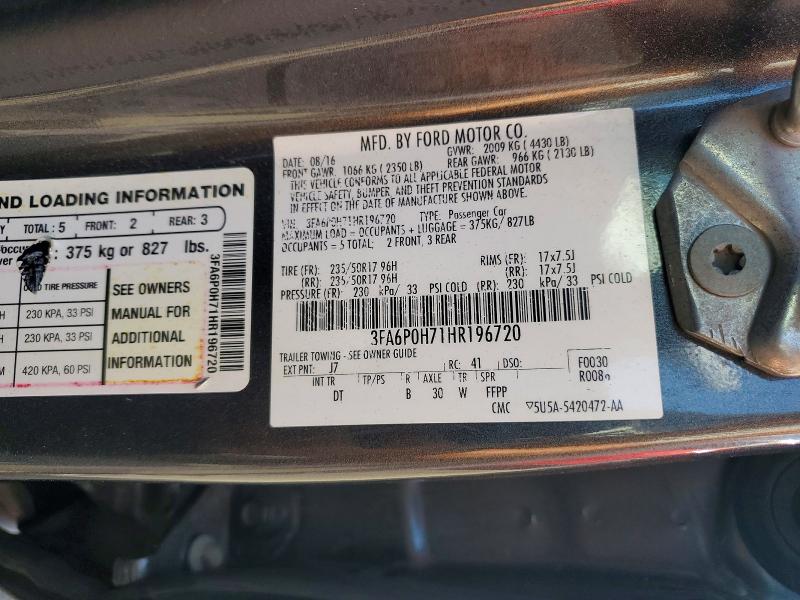 Продаж на аукціоні авто 2017 Ford Fusion, vin: 3FA6P0H71HR196720, номер лоту: 64088806