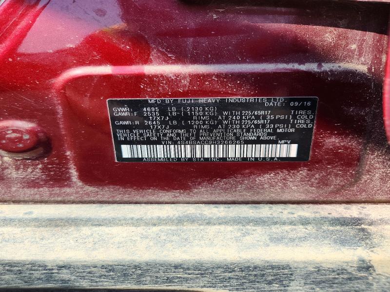 Aukcja sprzedaży 2017 Subaru Outback, vin: 4S4BSACC9H3266265, numer aukcji: 66014736