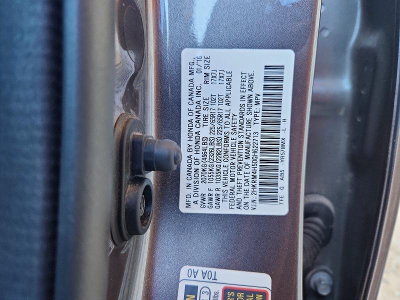 2016 Honda Cr-v მანქანა იყიდება აუქციონზე, vin: 2HKRM4H50GH622713, აუქციონის ნომერი: 65713266