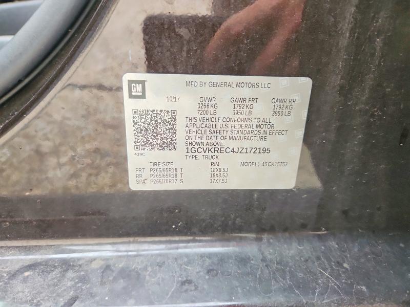 64624016 :رقم المزاد ، 1GCVKREC4JZ172195 vin ، 2018 Chevrolet Silverado مزاد بيع