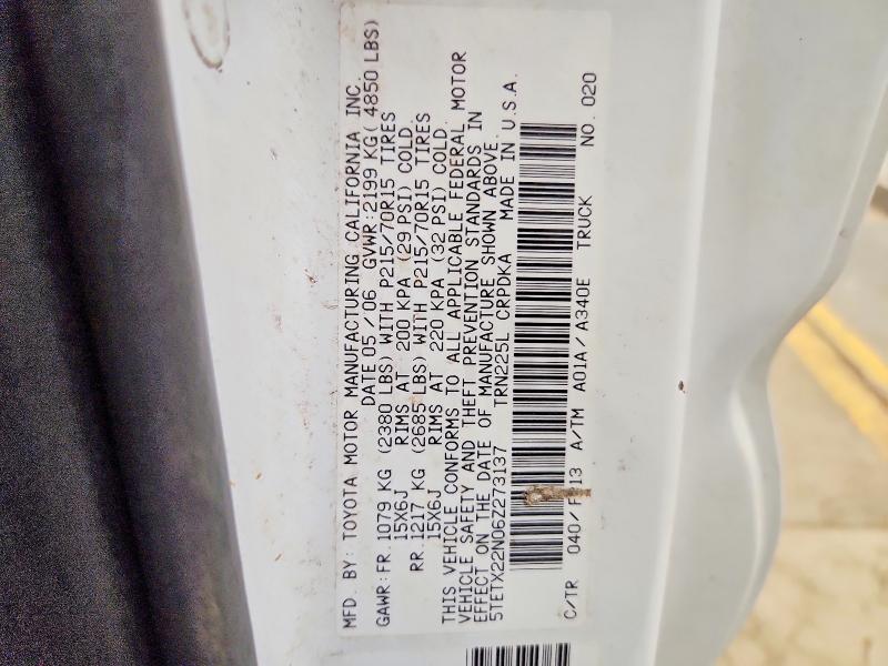 66003576 :رقم المزاد ، 5TETX22N06Z273137 vin ، 2006 Toyota Tacoma مزاد بيع