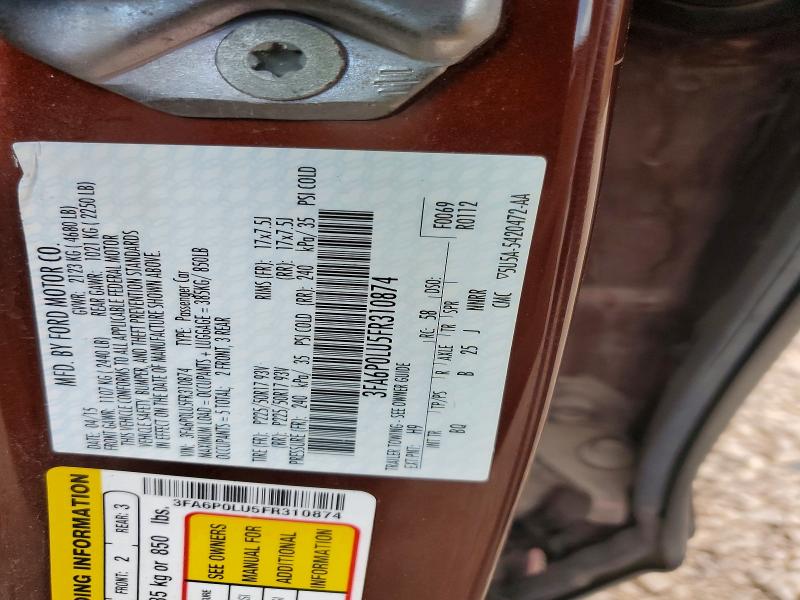 Продажа на аукционе авто 2015 Ford Fusion, vin: 3FA6P0LU5FR310874, номер лота: 64101336