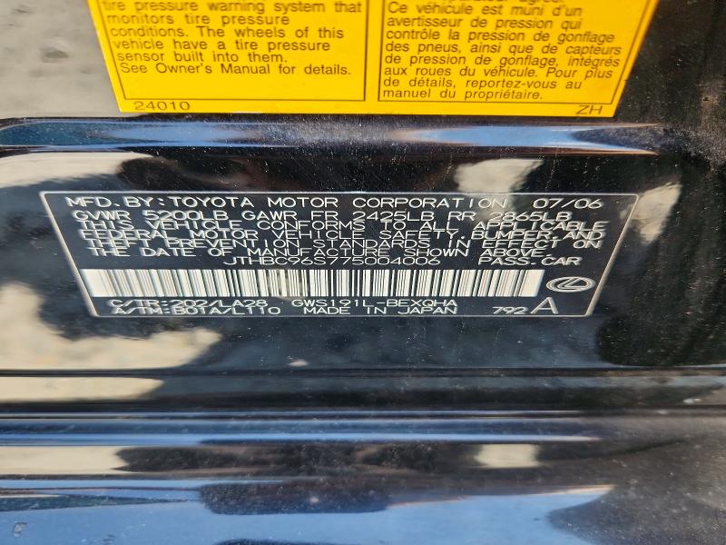 66229996 :رقم المزاد ، JTHBC96S775004006 vin ، 2007 Lexus Gs مزاد بيع