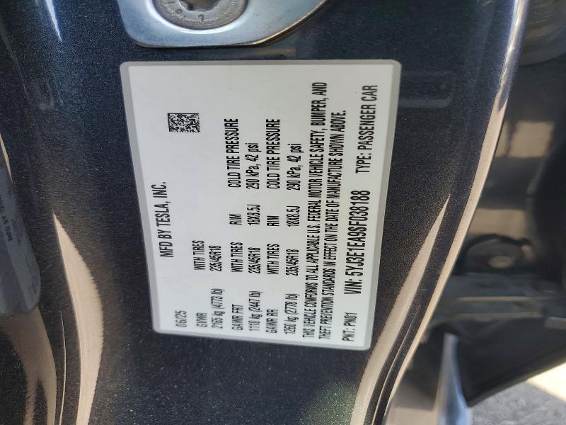 Aukcja sprzedaży 2025 Tesla Model 3, vin: 5YJ3E1EA9SF038188, numer aukcji: 63549236