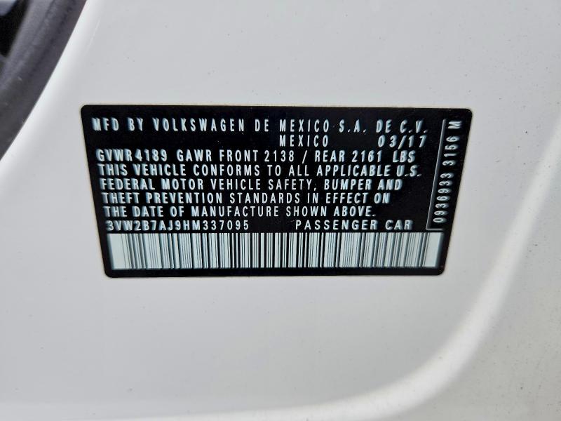 Продаж на аукціоні авто 2017 Volkswagen Jetta, vin: 3VW2B7AJ9HM337095, номер лоту: 64375556