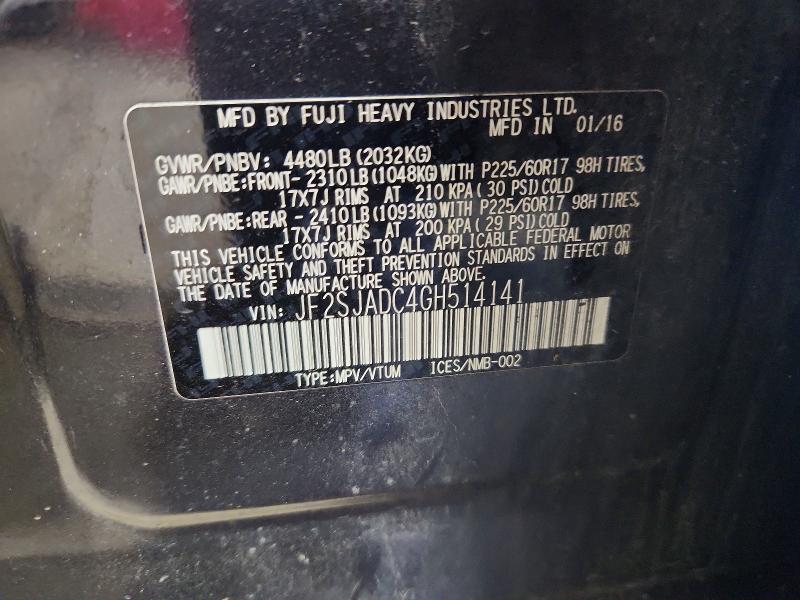 Продаж на аукціоні авто 2016 Subaru Forester, vin: JF2SJADC4GH514141, номер лоту: 65648746