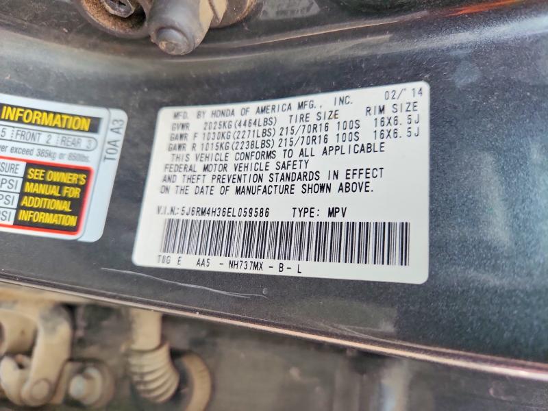 2014 Honda Cr-v მანქანა იყიდება აუქციონზე, vin: 5J6RM4H36EL059586, აუქციონის ნომერი: 65207056