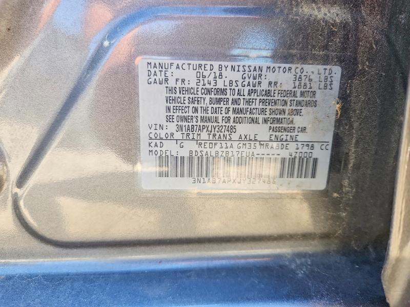 63848336 :رقم المزاد ، 3N1AB7APXJY327485 vin ، 2018 Nissan Sentra مزاد بيع