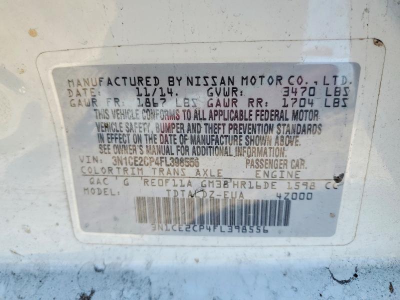 66121756 :رقم المزاد ، 3N1CE2CP4FL398556 vin ، 2015 Nissan Versa Note مزاد بيع