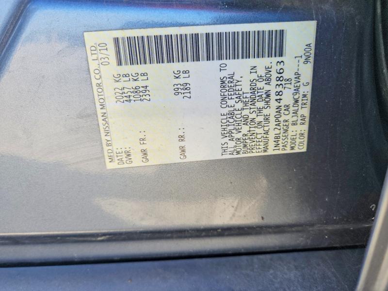 Продаж на аукціоні авто 2010 Nissan Altima, vin: 1N4BL2AP0AN483863, номер лоту: 64599716
