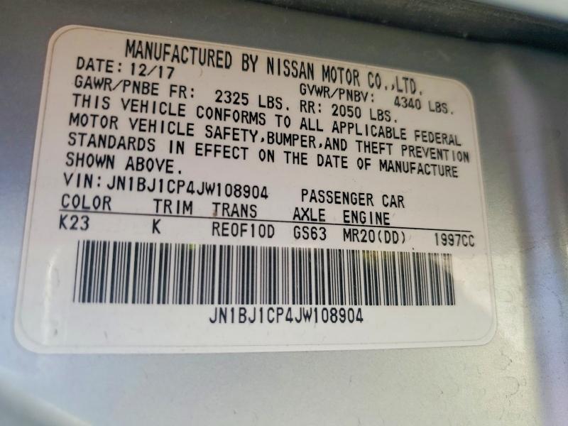 2018 Nissan Rogue Sport მანქანა იყიდება აუქციონზე, vin: JN1BJ1CP4JW108904, აუქციონის ნომერი: 63236656