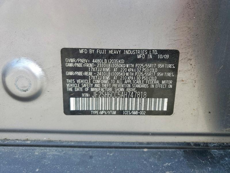 Aukcja sprzedaży 2010 Subaru Forester, vin: JF2SH6CC5AH747818, numer aukcji: 64949186