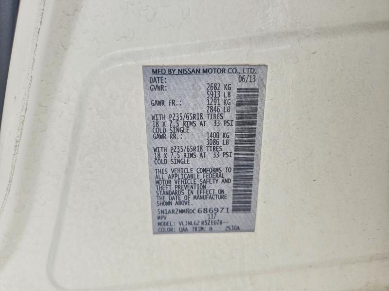 2013 Nissan Pathfinder მანქანა იყიდება აუქციონზე, vin: 5N1AR2MM8DC686971, აუქციონის ნომერი: 64756726
