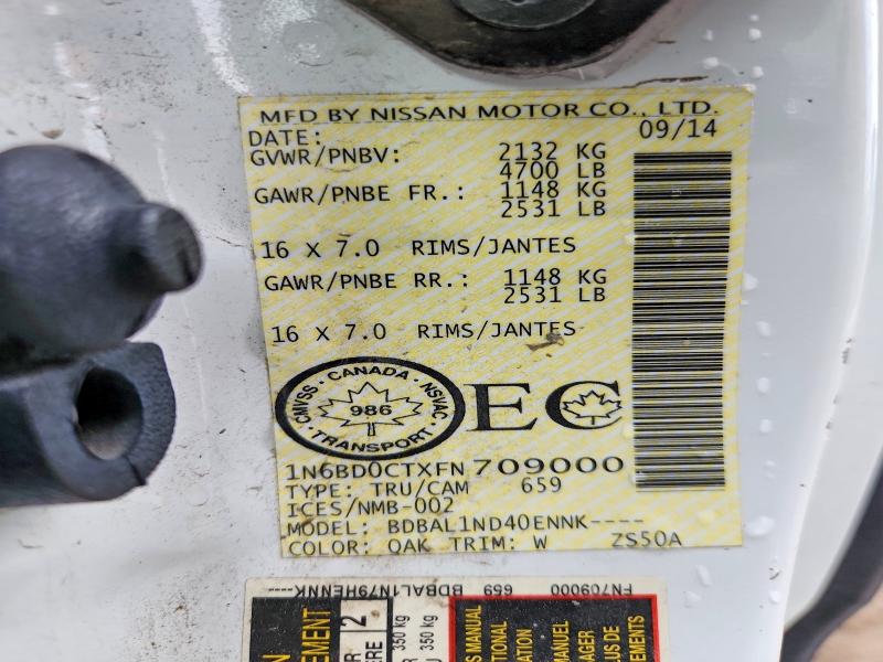 2015 Nissan Frontier მანქანა იყიდება აუქციონზე, vin: 1N6BD0CTXFN709000, აუქციონის ნომერი: 64675486