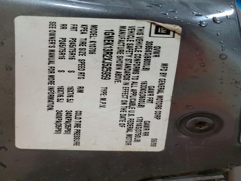 66785806 :رقم المزاد ، 1GNEK13R2XJ525959 vin ، 1999 Chevrolet Tahoe مزاد بيع