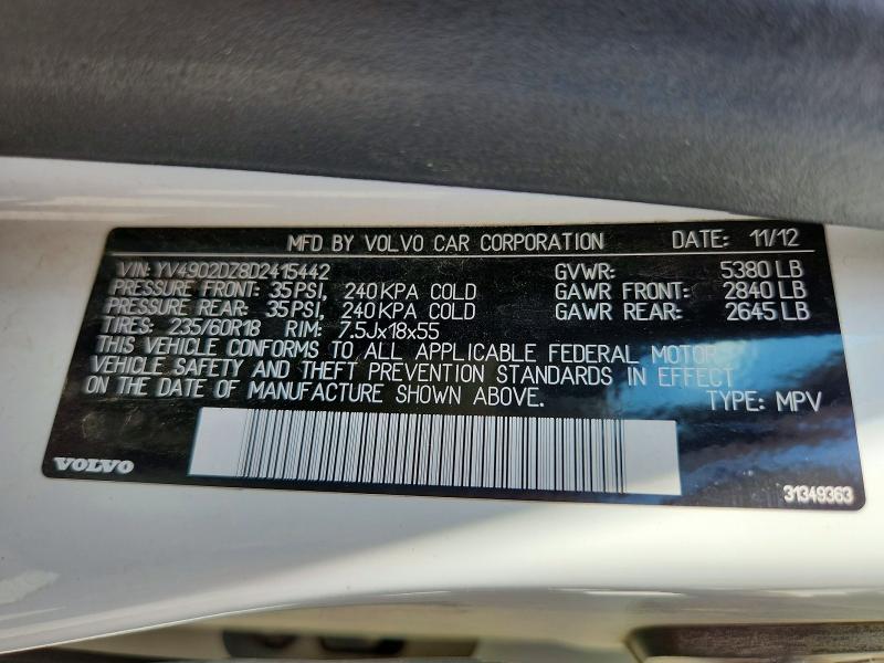 Aukcja sprzedaży 2013 Volvo Xc60, vin: YV4902DZ8D2415442, numer aukcji: 66508566