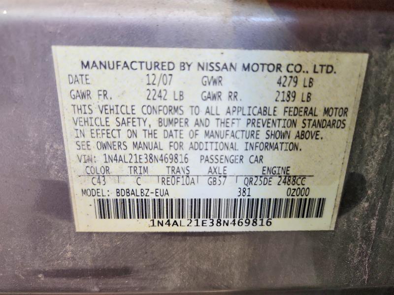 Продажа на аукционе авто 2008 Nissan Altima, vin: 1N4AL21E38N469816, номер лота: 64094396