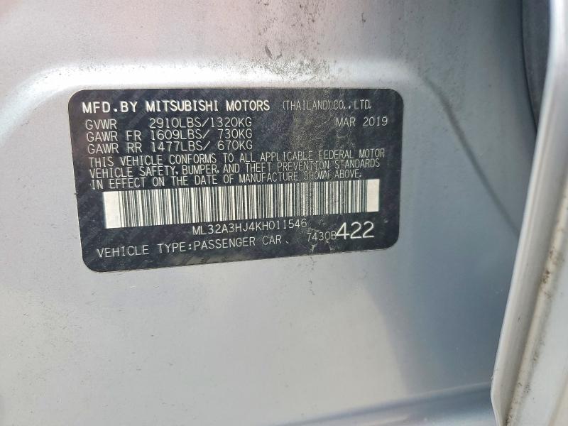 Продаж на аукціоні авто 2019 Mitsubishi Mirage, vin: ML32A3HJ4KH011546, номер лоту: 64613816