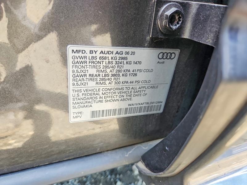 Aukcja sprzedaży 2020 Audi Q7, vin: WA1VXAF78LD012884, numer aukcji: 63722956