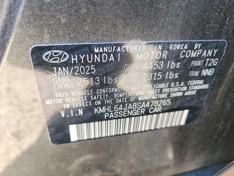 66764746 :رقم المزاد ، KMHL64JA8SA478265 vin ، 2025 Hyundai Sonata مزاد بيع
