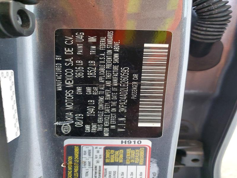 64300276 :رقم المزاد ، 3KPA24AD2LE260595 vin ، 2020 Kia Rio مزاد بيع