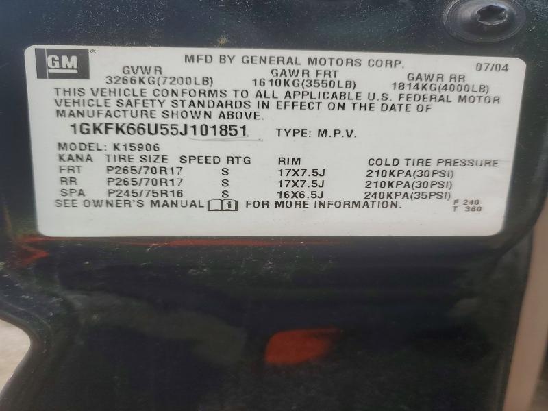 64443866 :رقم المزاد ، 1GKFK66U55J101851 vin ، 2005 Gmc Yukon Xl مزاد بيع