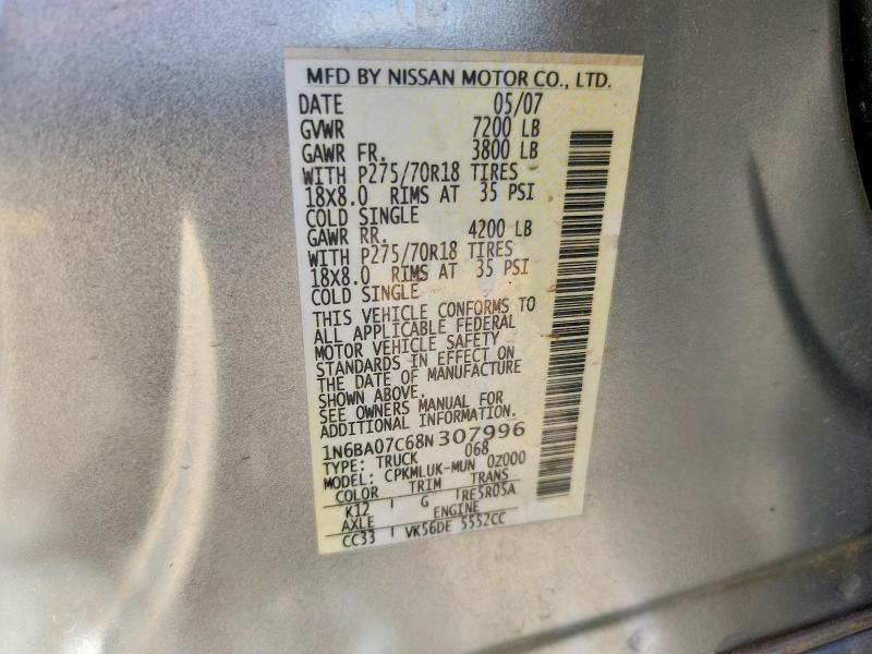 Продаж на аукціоні авто 2008 Nissan Titan, vin: 1N6BA07C68N307996, номер лоту: 65050536