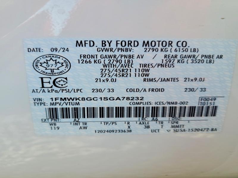 2025 Ford Explorer მანქანა იყიდება აუქციონზე, vin: 1FMWK8GC1SGA78232, აუქციონის ნომერი: 64631366