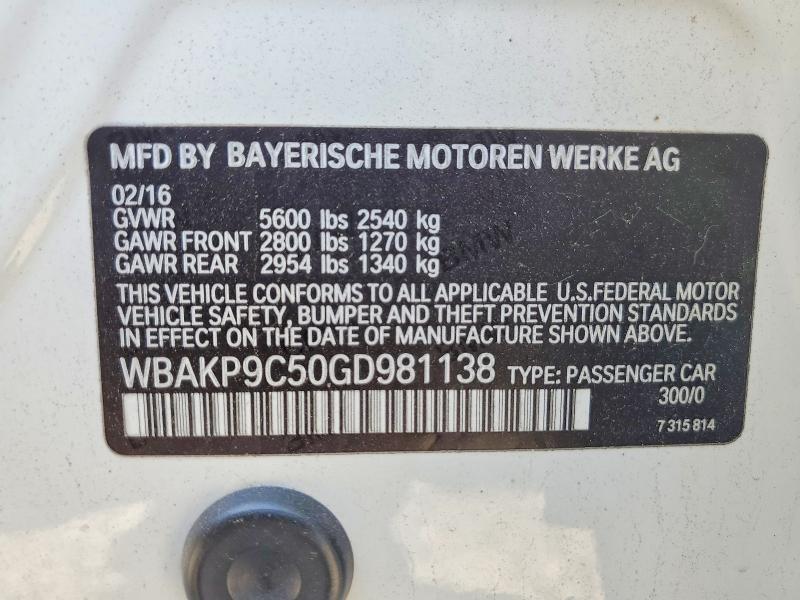 Aukcja sprzedaży 2016 Bmw 550, vin: WBAKP9C50GD981138, numer aukcji: 63615886