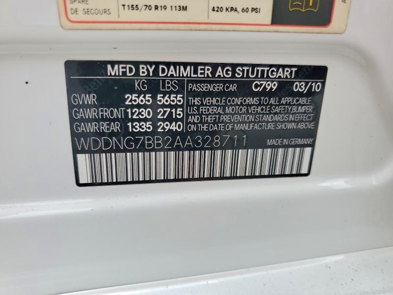 2010 Mercedes-benz S მანქანა იყიდება აუქციონზე, vin: WDDNG7BB2AA328711, აუქციონის ნომერი: 63370846