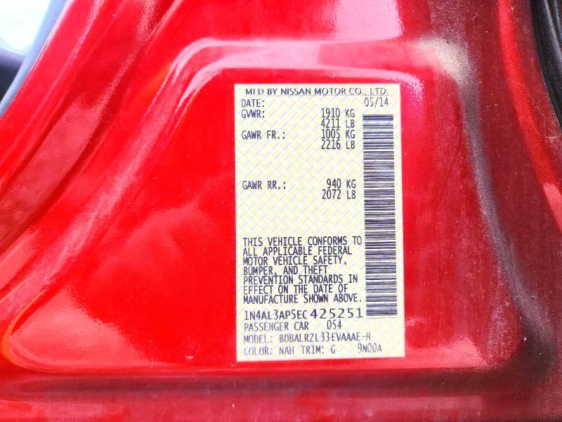 63530936 :رقم المزاد ، 1N4AL3AP5EC425251 vin ، 2014 Nissan Altima مزاد بيع