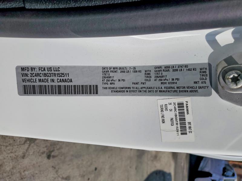 66987586 :رقم المزاد ، 2C4RC1BG3TR152511 vin ، 2026 Chrysler Pacifica مزاد بيع