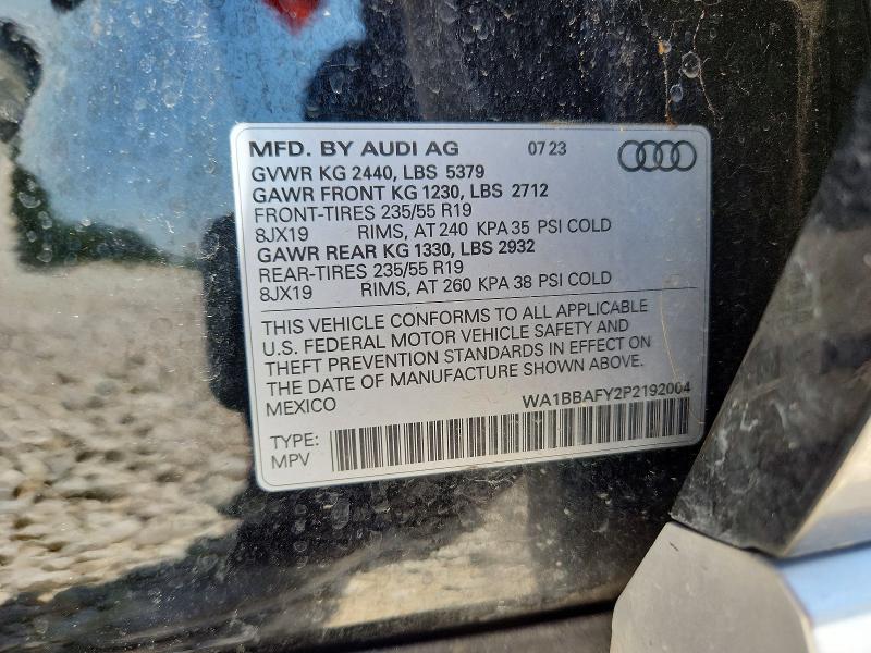 63509196 :رقم المزاد ، WA1BBAFY2P2192004 vin ، 2023 Audi Q5 مزاد بيع
