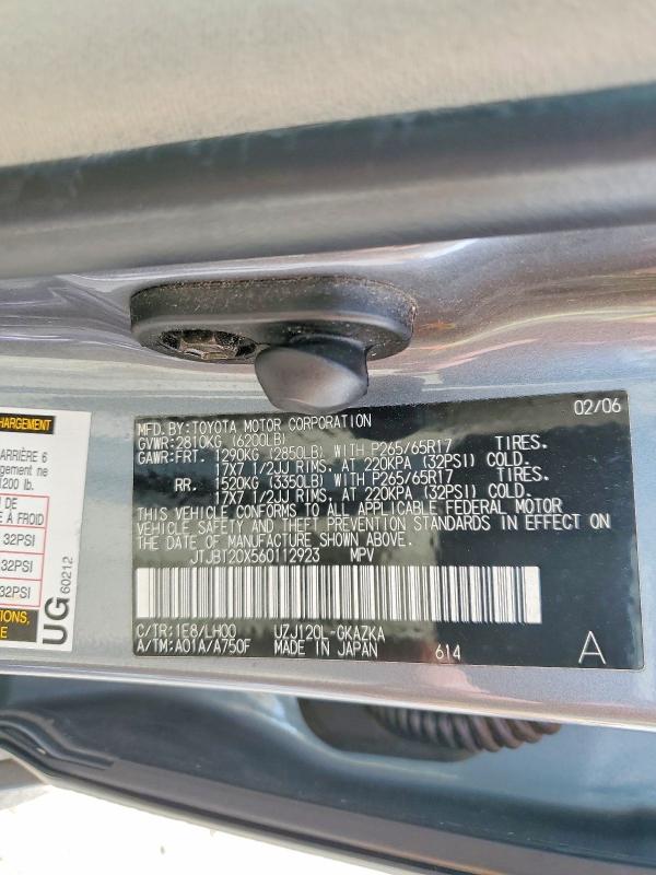 65851476 :رقم المزاد ، JTJBT20X560112923 vin ، 2006 Lexus Gx مزاد بيع