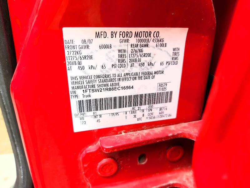 64143816 :رقم المزاد ، 1FTSW21R88EC16564 vin ، 2008 Ford F250 مزاد بيع