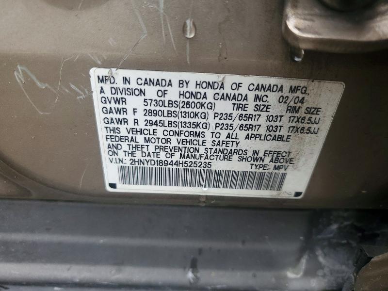 64981826 :رقم المزاد ، 2HNYD18944H525235 vin ، 2004 Acura Mdx مزاد بيع