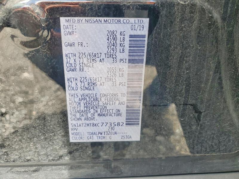 67238936 :رقم المزاد ، 5N1AT2MT8KC773582 vin ، 2019 Nissan Rogue مزاد بيع