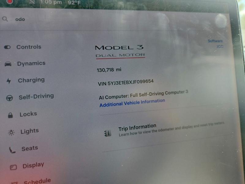 2018 Tesla Model 3 მანქანა იყიდება აუქციონზე, vin: 5YJ3E1EBXJF099654, აუქციონის ნომერი: 65222336
