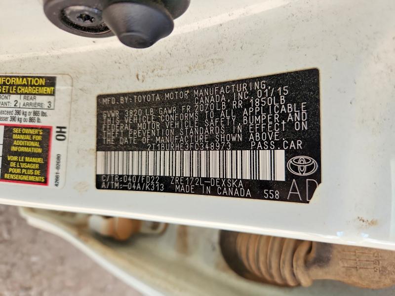 64488316 :رقم المزاد ، 2T1BURHE3FC348973 vin ، 2015 Toyota Corolla مزاد بيع