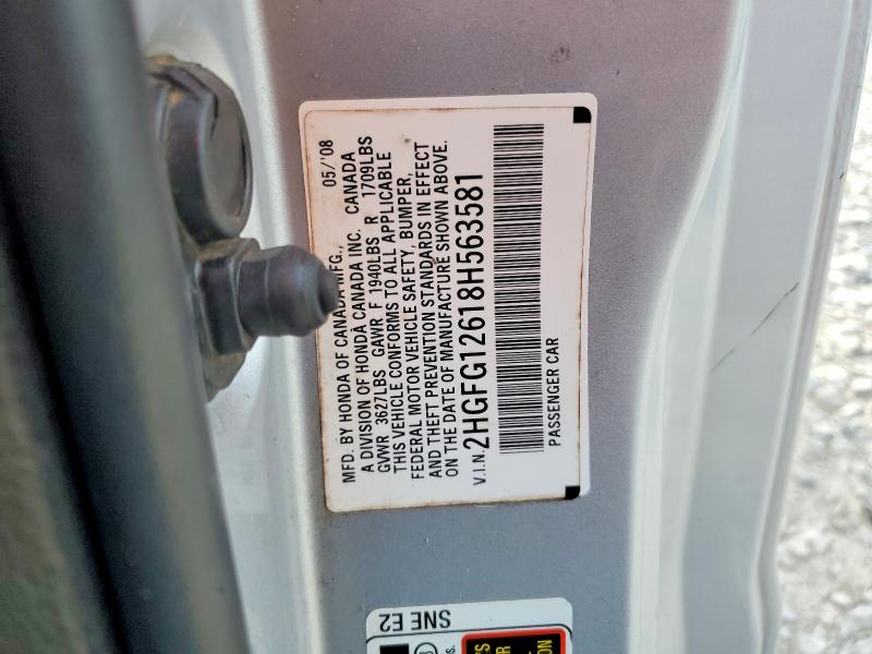 Продаж на аукціоні авто 2008 Honda Civic, vin: 2HGFG12618H563581, номер лоту: 64222506