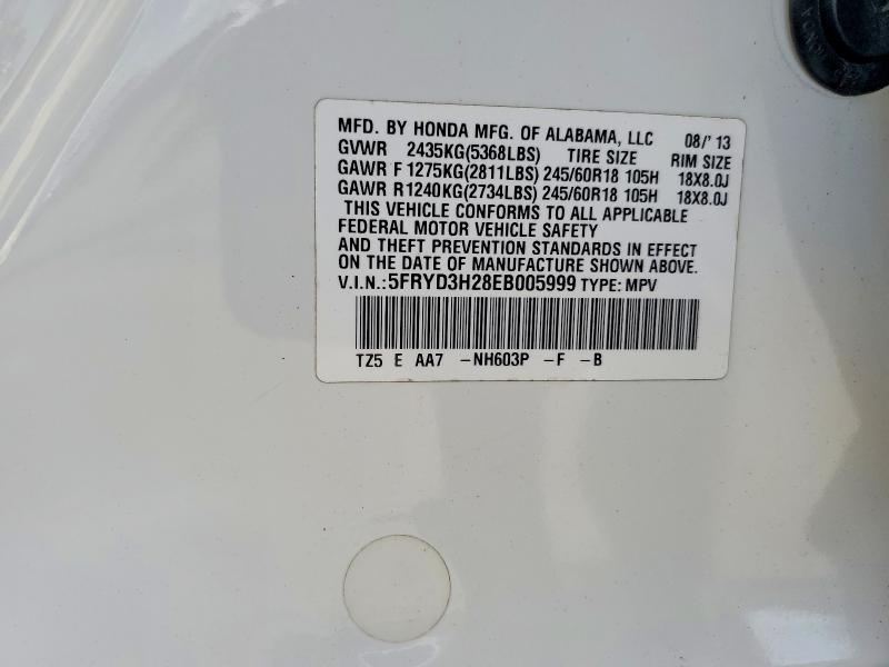 65729706 :رقم المزاد ، 5FRYD3H28EB005999 vin ، 2014 Acura Mdx مزاد بيع