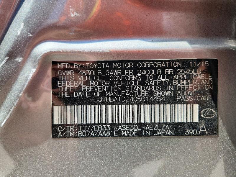 Aukcja sprzedaży 2016 Lexus Is, vin: JTHBA1D24G5014454, numer aukcji: 65891026